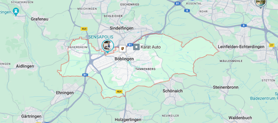 Karte von Böblingen und Umkreis